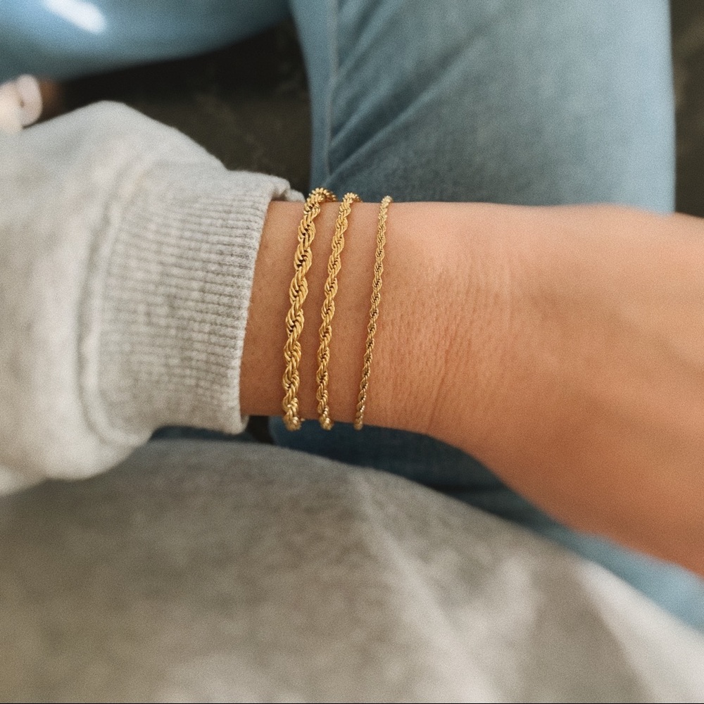 Gold Rope Chain bracelet 4mm - Picture 6 of 6